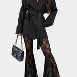 Demelza Set of Blazer Oversized and Trousers with Lace Floral