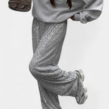 Elva Trousers of Lentejuelas of High-Waisted and Cut Holgado