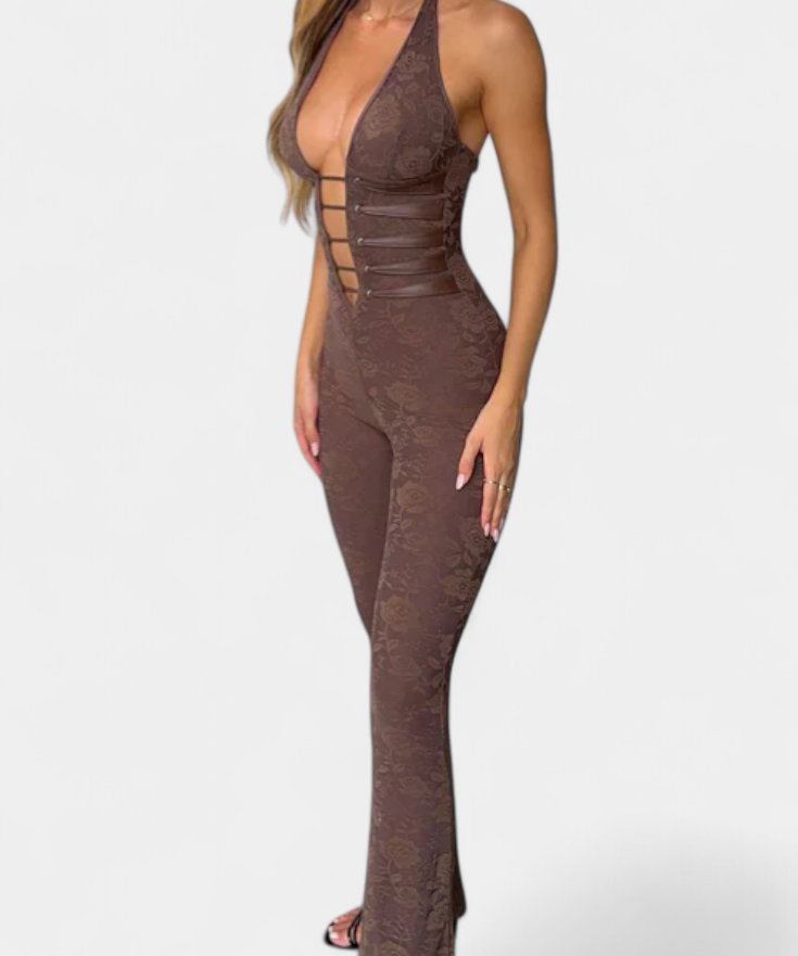 Kendra Mono Halter with Lace with Espalda Adjustable
