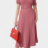 Seliora Dress Midi of Work with Belt and Pleated