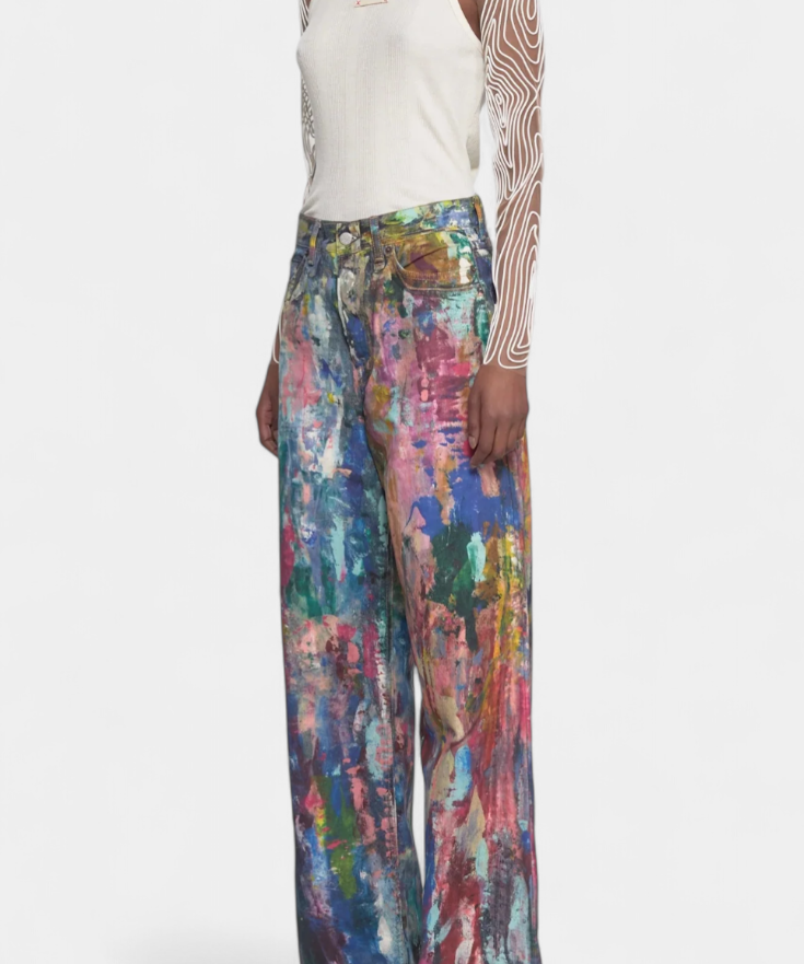 Rana Trousers Vaqueros Wide-Leg Printed Artistic