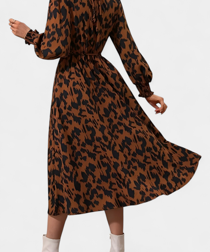 Nerin Dress A-Line of Leopardo with Waist Adjustable