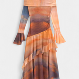 Agentha Skirt Long Asymmetric Printed Tie-Dye