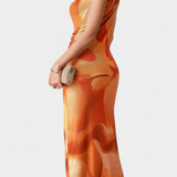 Helaia Dress Long with Slit and Print Digital