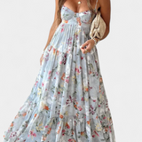 Neha Dress Floral with Back Open and Straps Thin