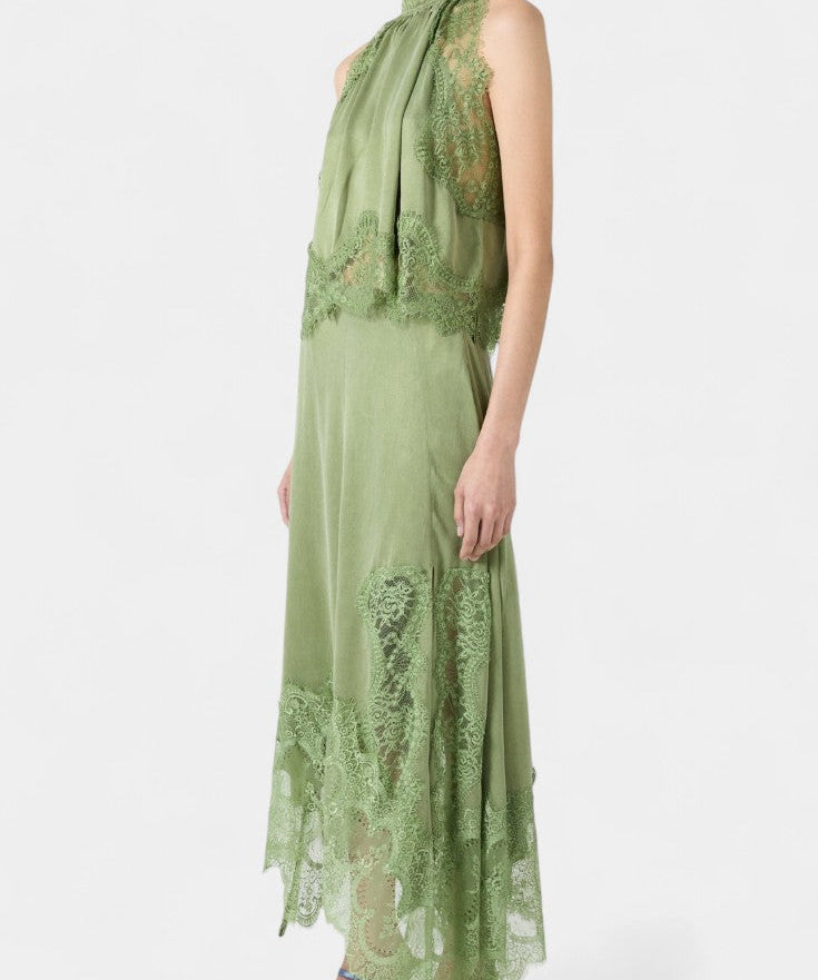 Coralena Set of Skirt Midi with Lace with Hem Asymmetric