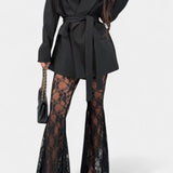 Demelza Set of Blazer Oversized and Trousers with Lace Floral