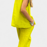 Leona Set of Vest and Trousers Sleeveless in Cotton Linen