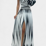 Bethania Dress Maxi Elegant of Stripes with a Solo Shoulder