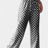 Hilaria Wide-Leg Trousers Printed a Checks