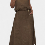 Meliora Set in Linen and Cotton with Vest Sleeveless and Skirt