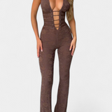 Kendra Jumpsuit Halter with Lace with Back Adjustable