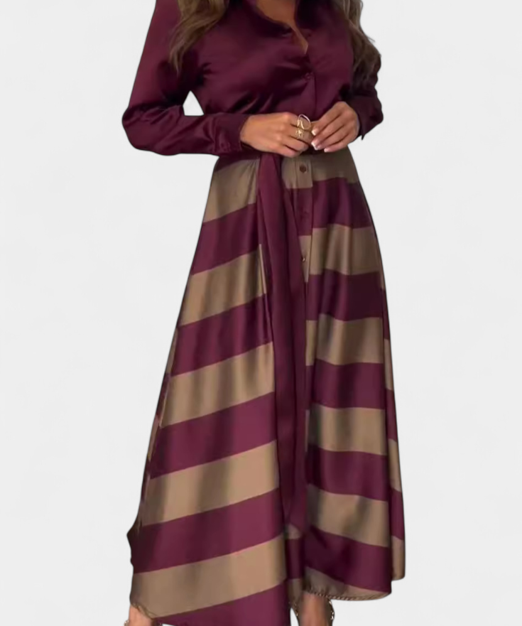 Nessia Dress Camisero Long a Stripes with Cinturón