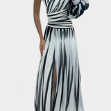 Bethania Dress Maxi Elegant of Stripes with a Solo Shoulder