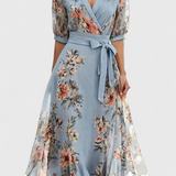 Arlet Dress Midi Floral with V-neckline and Silhouette Feminine