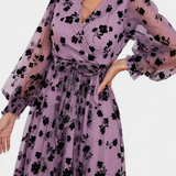 Iolanda Dress Maxi with Lace Floral with Sleeves of Linterna