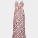 Francia Dress Long of Punto Multicolor with Neckline Profundo and Espalda Cruzada