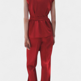 Carlen Set Classic of Vest with Cinturón and Wide-Leg Trousers