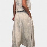 Meliora Set in Linen and Cotton with Vest Sleeveless and Skirt