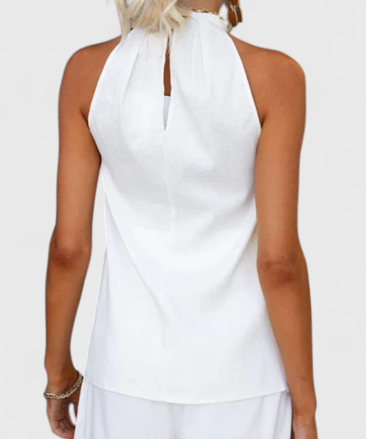 Bernadina Set of Linen with Top of Front Slit and Wide-Leg Trousers