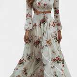 Amanda Dress Maxi Floral with V-Neck and long sleeves