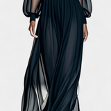 Aurelia Dress Maxi of Gasa Pleated with Transparencias