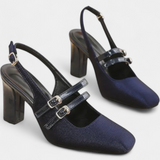 Orlanda Heels Satinados with Doble Tira and Strap to the Tobillo