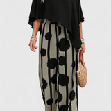 Aleida Set Asymmetric with Top and Trousers Print