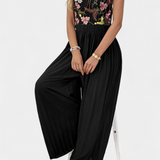 Maruja Jumpsuit Palazzo with Embroidery Floral and Lace Sheer