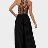 Maruja Jumpsuit Palazzo with Embroidery Floral and Lace Sheer