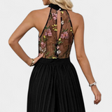 Maruja Jumpsuit Palazzo with Embroidery Floral and Lace Sheer