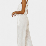 Pascuala Set of Linen of two-piece with Blouse Sleeveless and Trousers Flowy