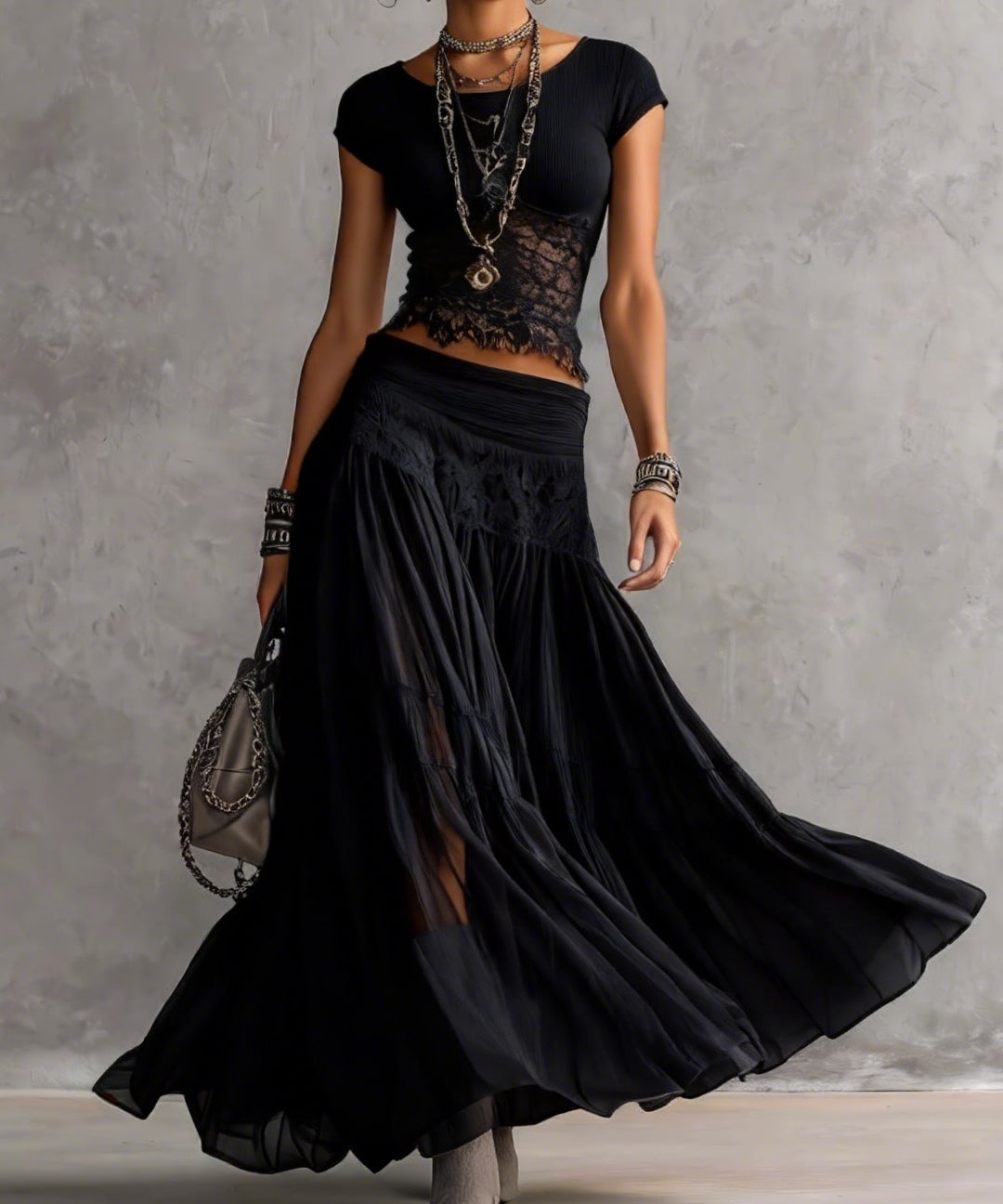 Eulalia™ | Set with Lace and Skirt Pleated