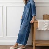 Primitiva™ | Dress maxi vaquero with botonadura and Long-Sleeve