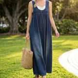Gumersinda™ | Dress maxi vaquero lavado of straps
