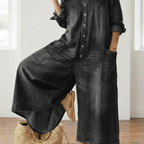 Primitiva™ | Dress maxi vaquero with botonadura and Long-Sleeve