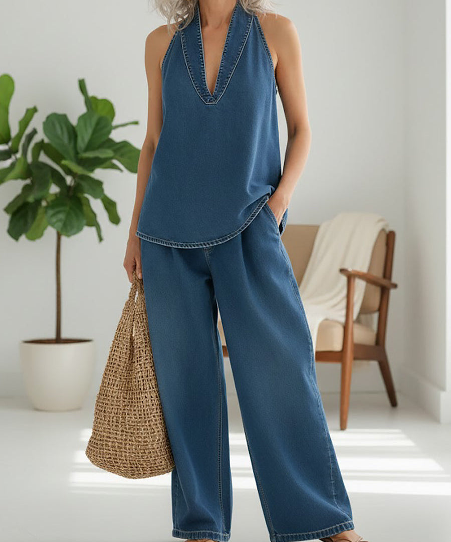 Maravillas™ | Set vaquero top and Trousers wide leg