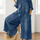 Primitiva™ | Dress maxi vaquero with botonadura and Long-Sleeve