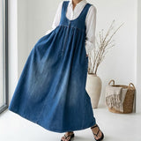 Gumersinda™ | Dress maxi vaquero lavado of straps