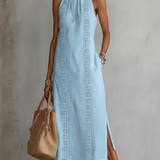 EtelvinaTM | Dress Midi of Neckline Mao