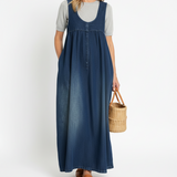 Gumersinda™ | Dress maxi vaquero lavado of straps