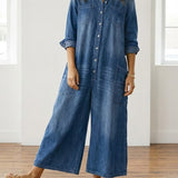 Primitiva™ | Dress maxi vaquero with botonadura and Long-Sleeve