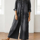 Primitiva™ | Dress maxi vaquero with botonadura and Long-Sleeve