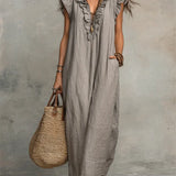 CamilaTM | Dress Long Boho in Linen and Cotton