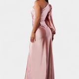 Charlotte Dress Asymmetric Drapado of A Shoulder