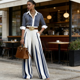 Inés™ | Two-Piece Set: Top of Linen and Trousers Print