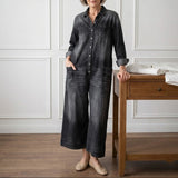Primitiva™ | Dress maxi vaquero with botonadura and Long-Sleeve